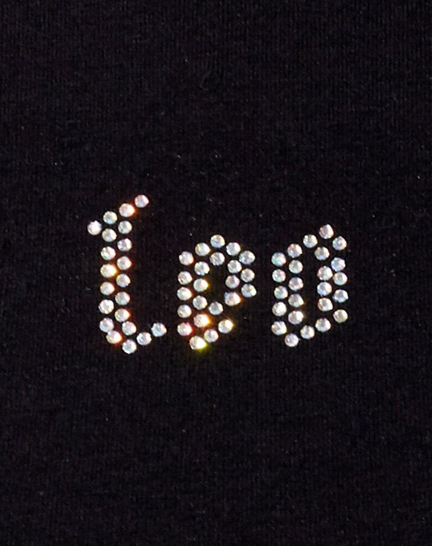 Tiney Crop Tee in Black 'Leo' Diamante sold by Motel Rocks product image thumbnail 5