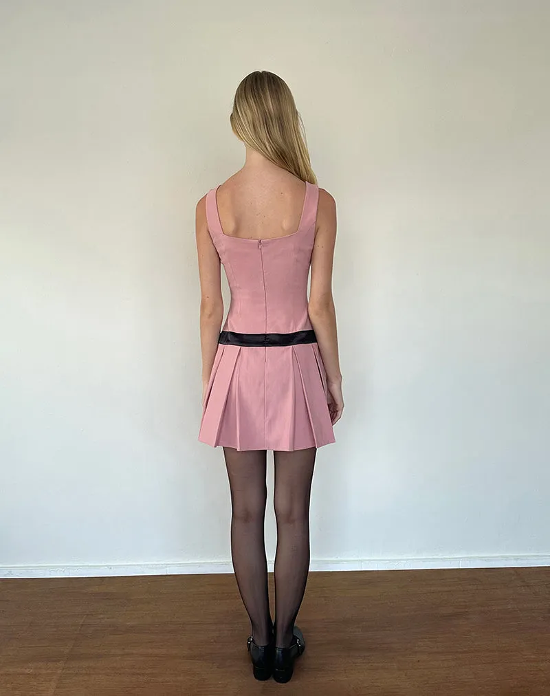 Michelia Mini Dress in Pink with Black Bow sold by Motel Rocks product image thumbnail 5