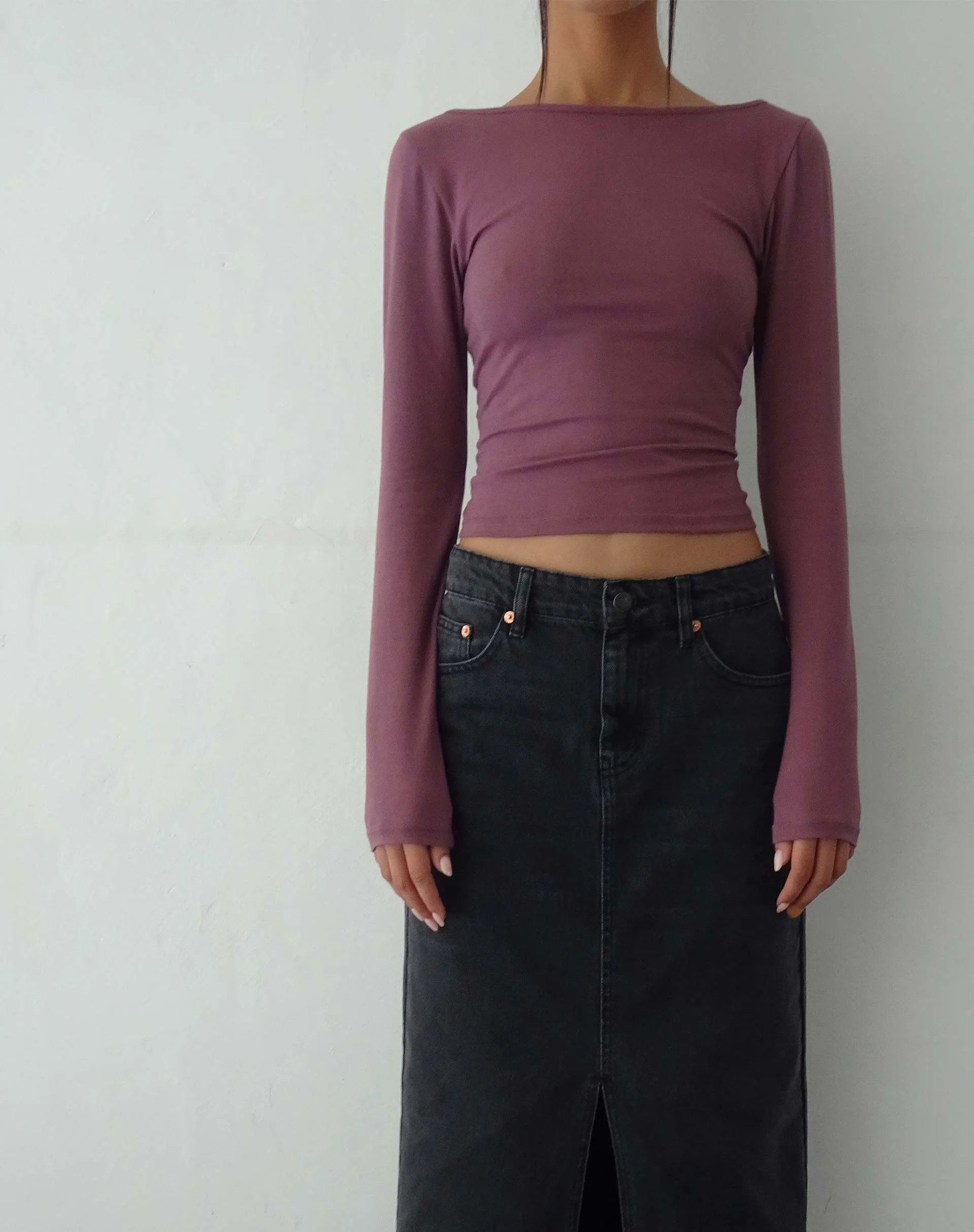 Amabon Long Sleeve Top in Mauve sold by Motel Rocks