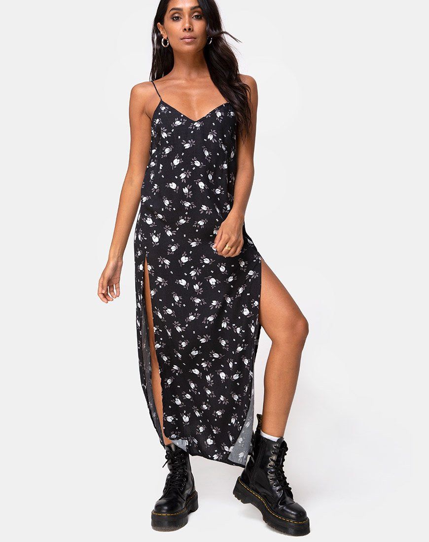 Hime Maxi Dress in Dark Tulip sold by Motel Rocks