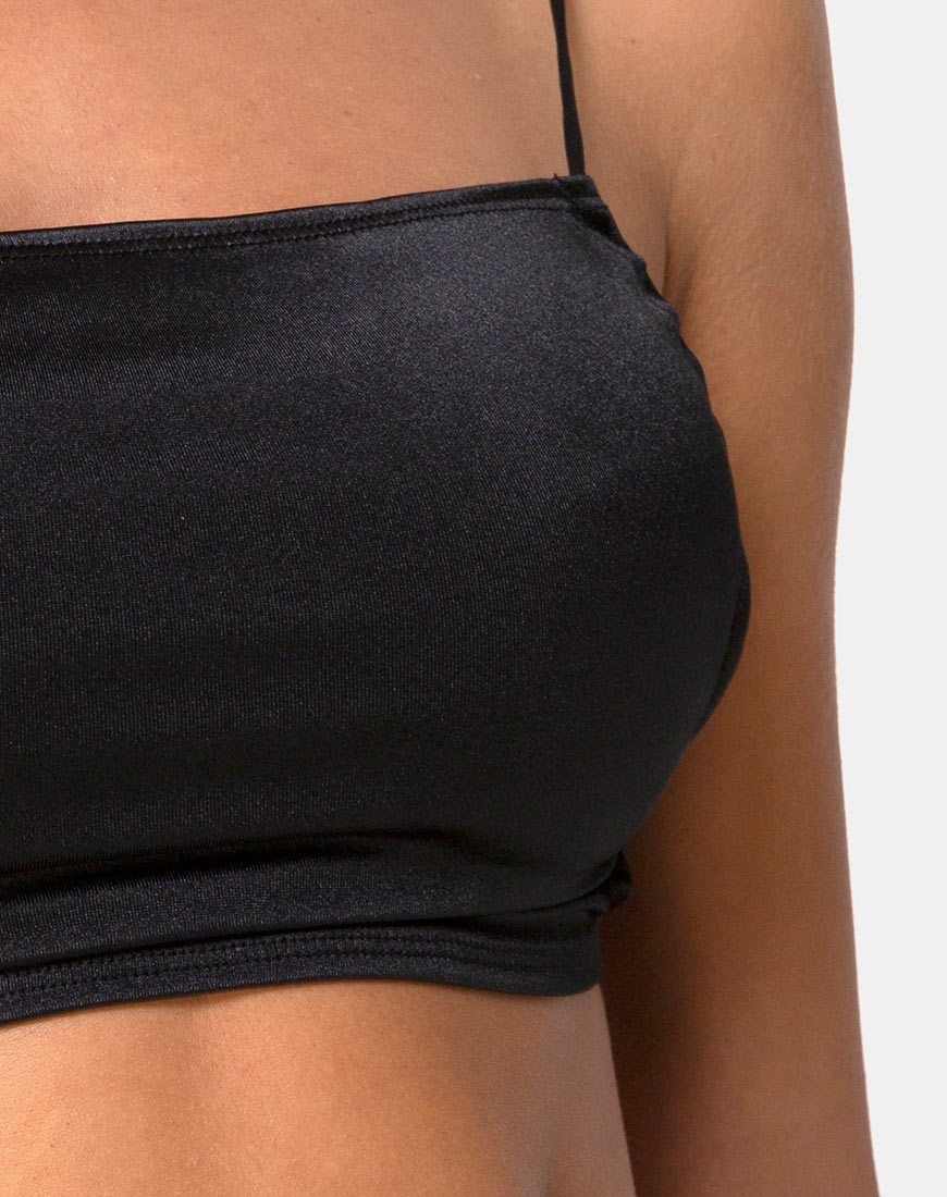 Tisya Crop Top in Satin Black sold by Motel Rocks product image thumbnail 5
