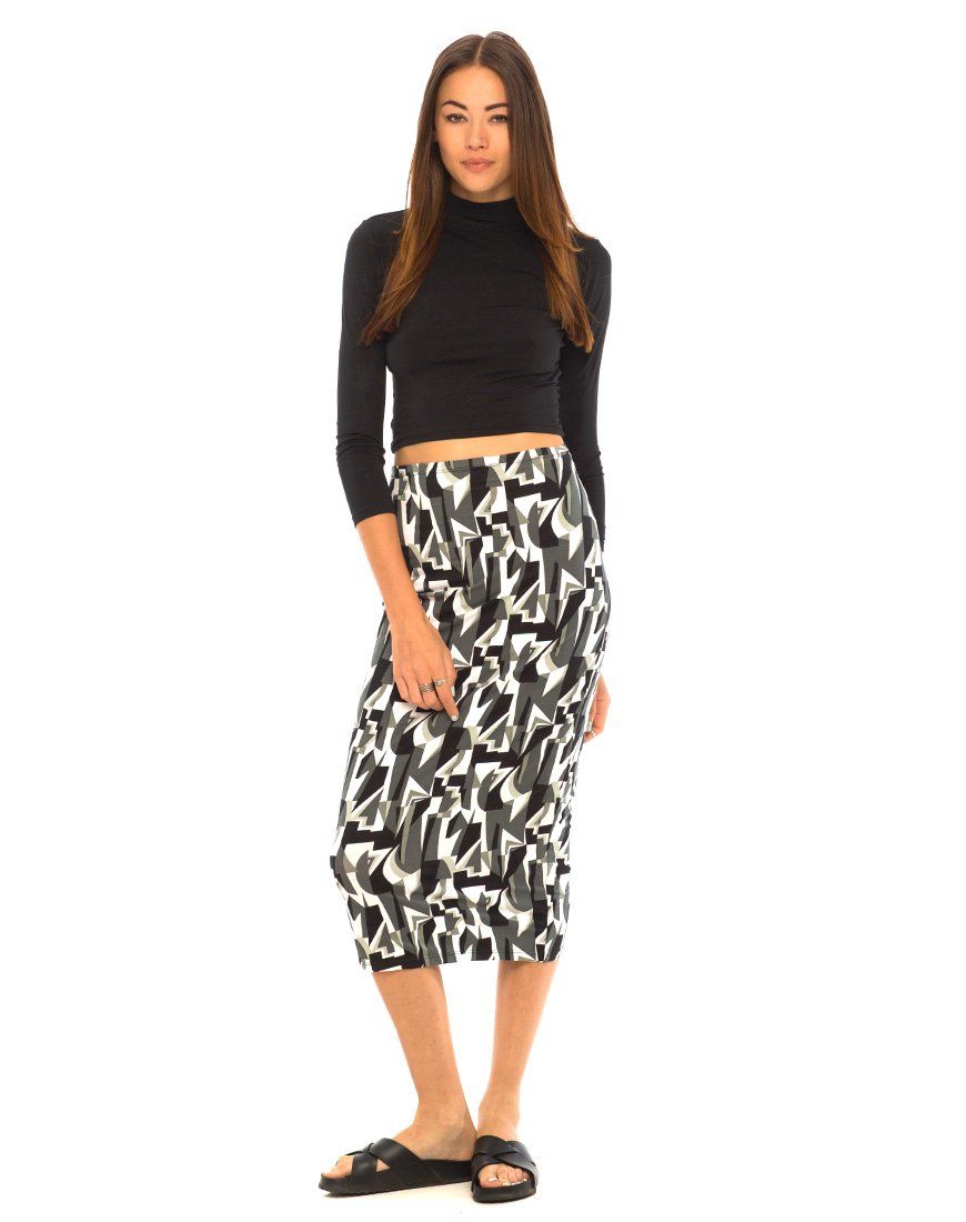 Motel Bobby Midi Skirt in Geo Pop Black and White sold by Motel Rocks