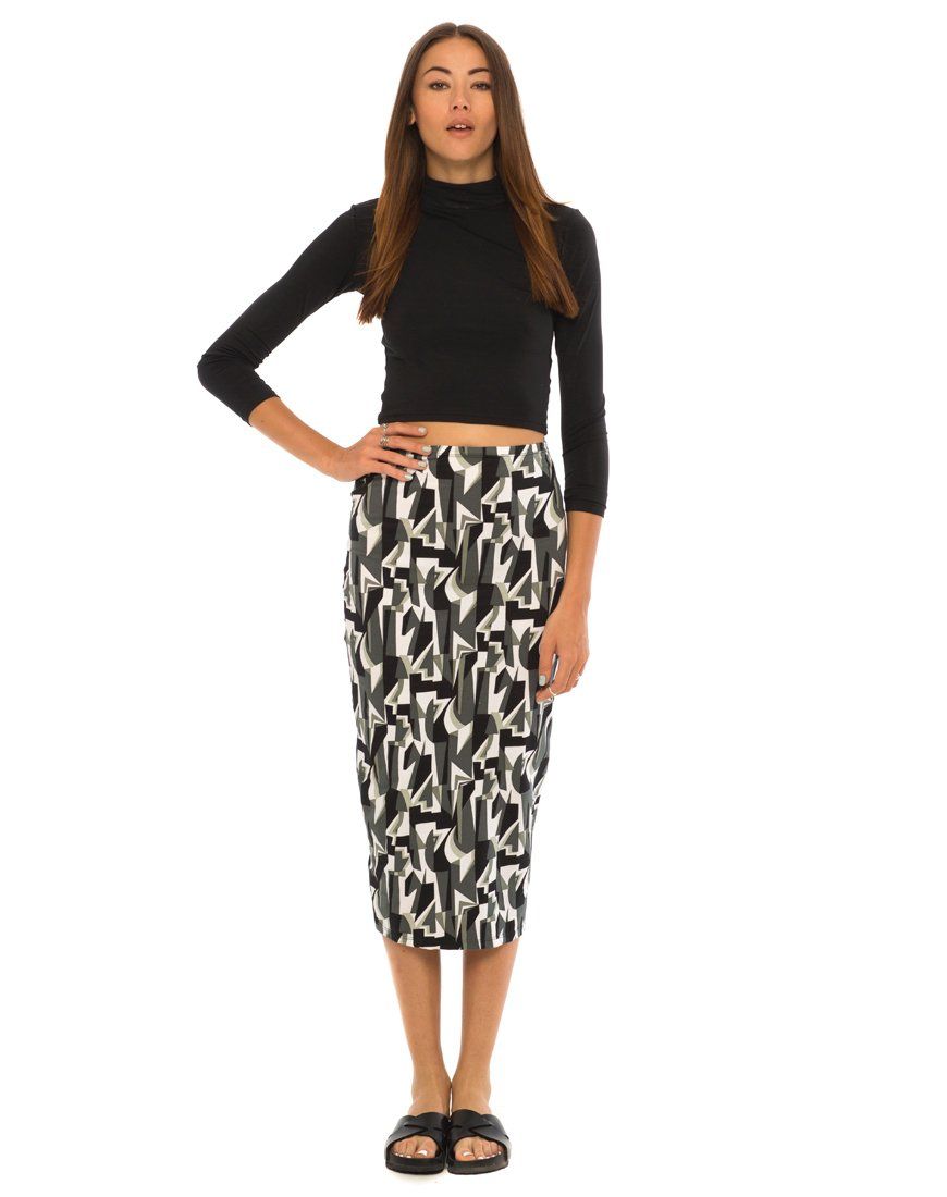 Motel Bobby Midi Skirt in Geo Pop Black and White sold by Motel Rocks product image thumbnail 2