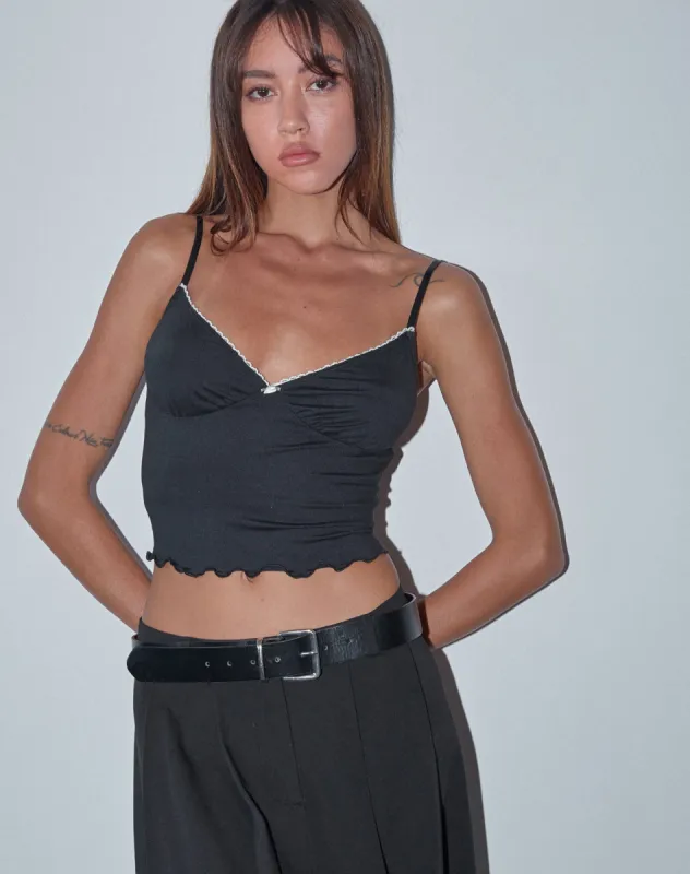 Mia Ballet Cami Top in Black sold by Motel Rocks