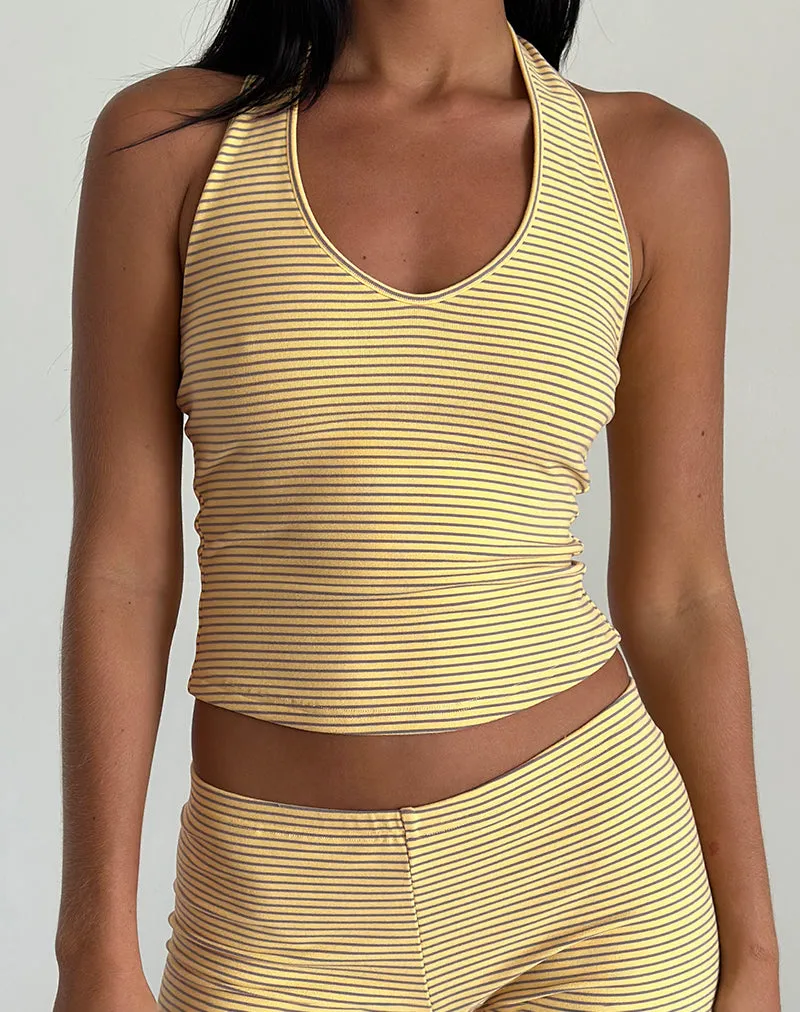 Jules Top in Stripe Jersey Yellow Grey sold by Motel Rocks product image thumbnail 4