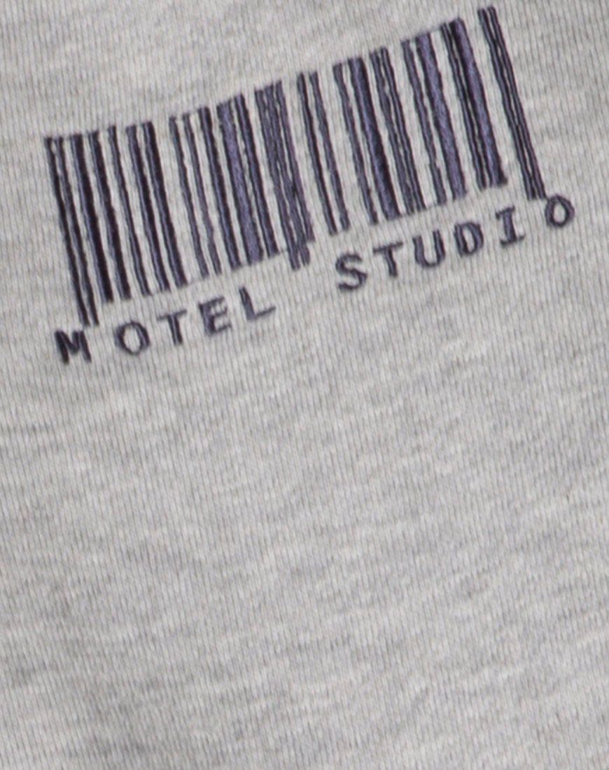 Oversize Hoody in Greymarl Motel Barcode Embro sold by Motel Rocks product image thumbnail 5