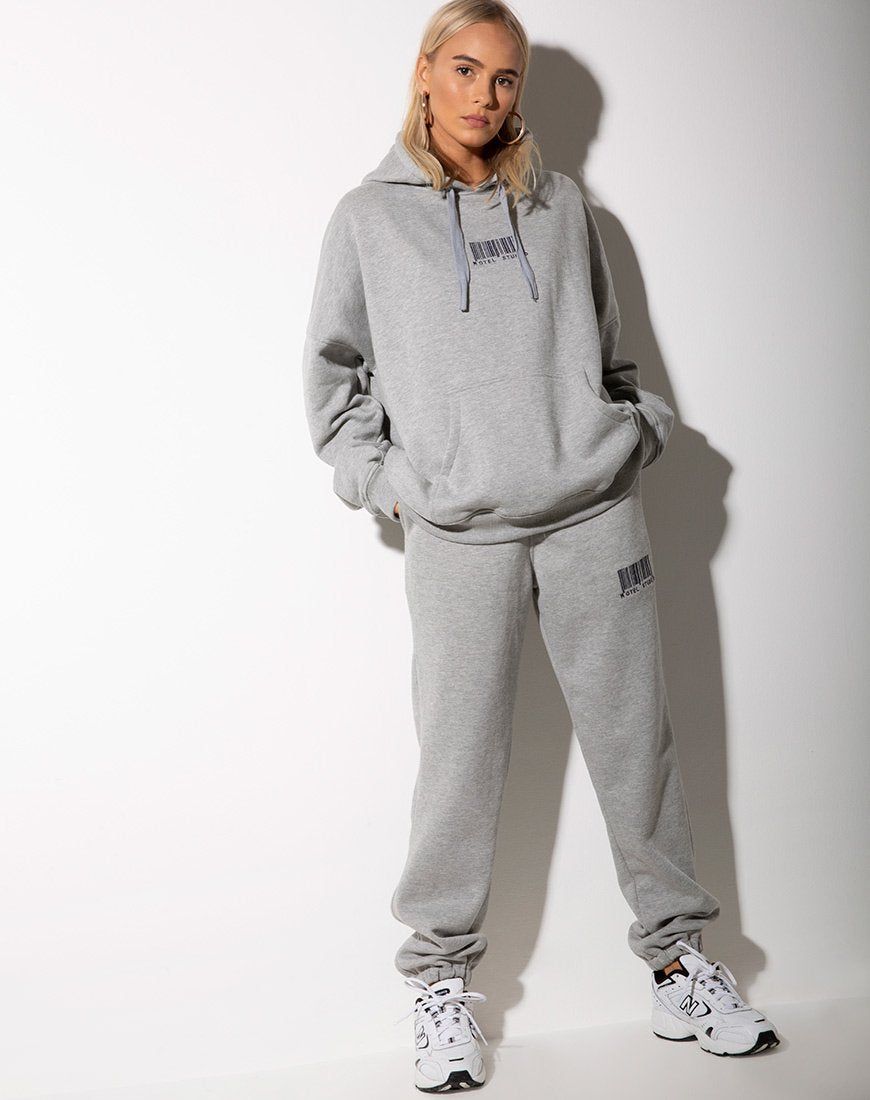 Oversize Hoody in Greymarl Motel Barcode Embro sold by Motel Rocks product image thumbnail 3