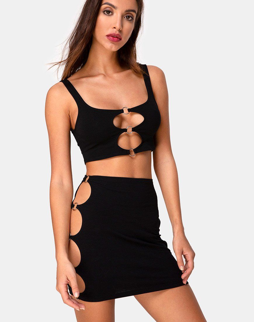 Avelino Skirt in Black sold by Motel Rocks