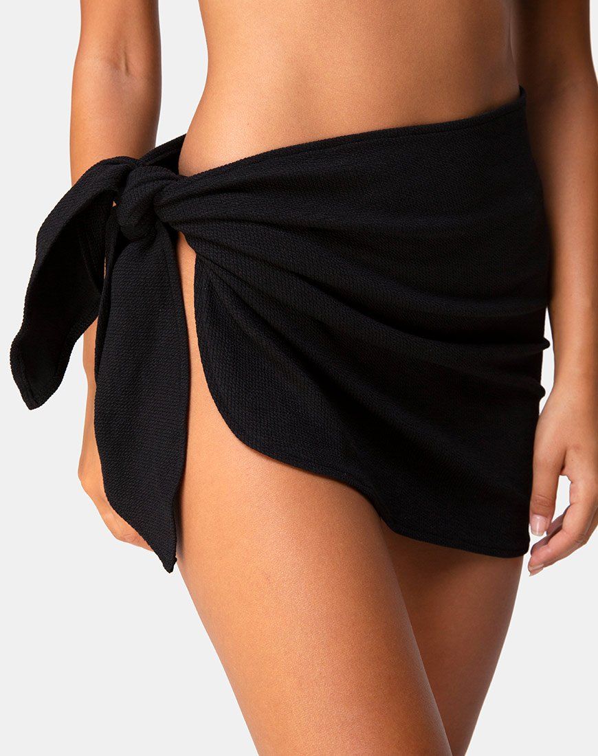 Sarong Swim Skirt in Black Mini Rib sold by Motel Rocks product image thumbnail 5