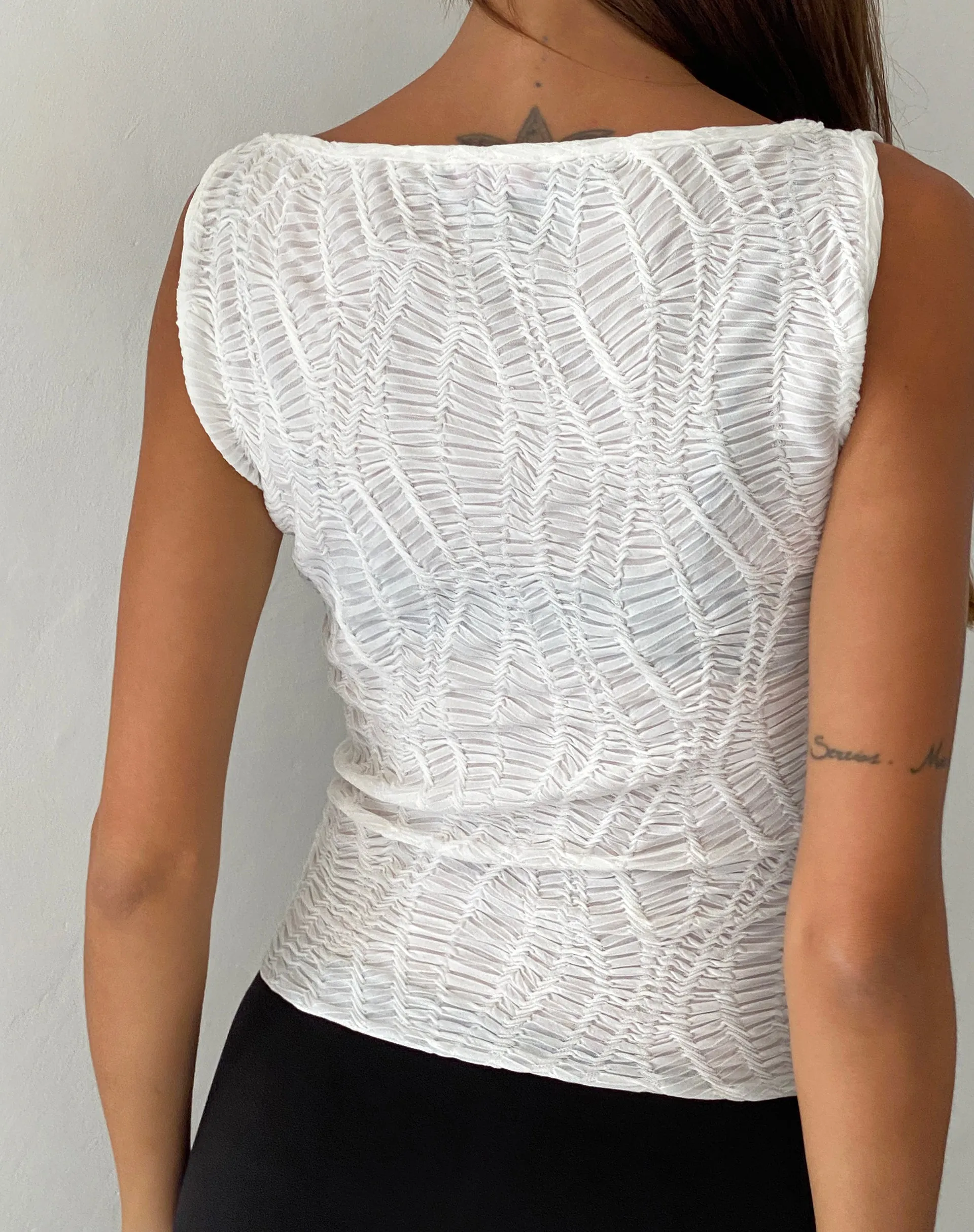 Cerise Tank Top in Ripple White sold by Motel Rocks product image thumbnail 5