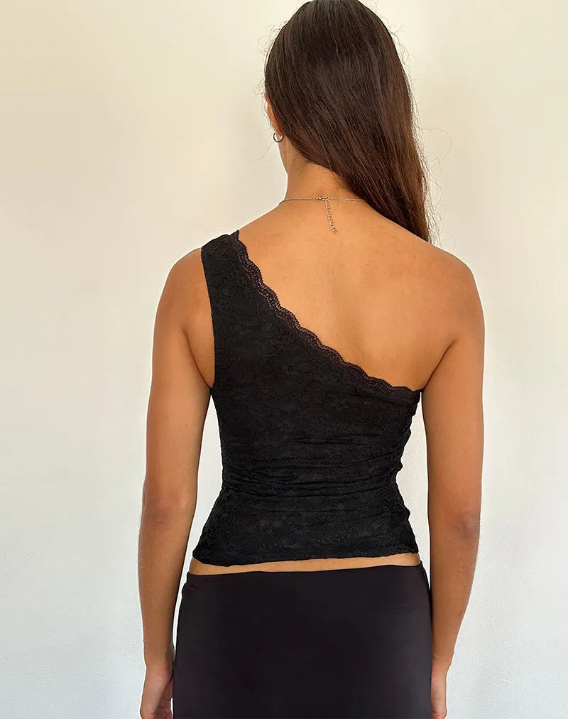 Moira One Shoulder Lace Top in Black sold by Motel Rocks product image thumbnail 4