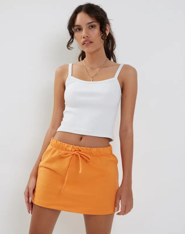 Dheca Mini Skirt in Dark Orange sold by Motel Rocks