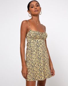 Mala Slip Dress in Mini Bloom Yellow sold by Motel Rocks