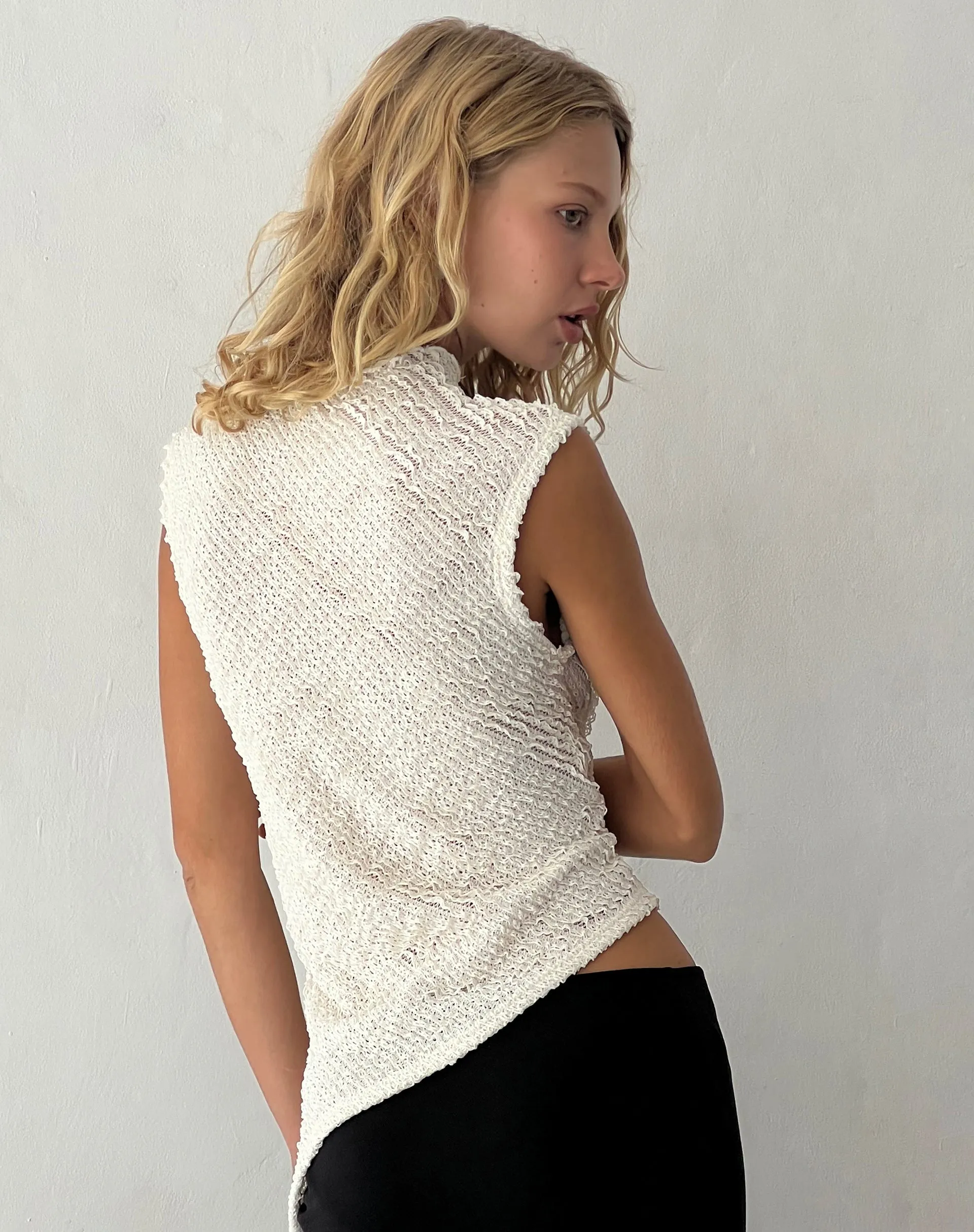 Ember Sleevless Top in Textured Ivory sold by Motel Rocks product image thumbnail 5
