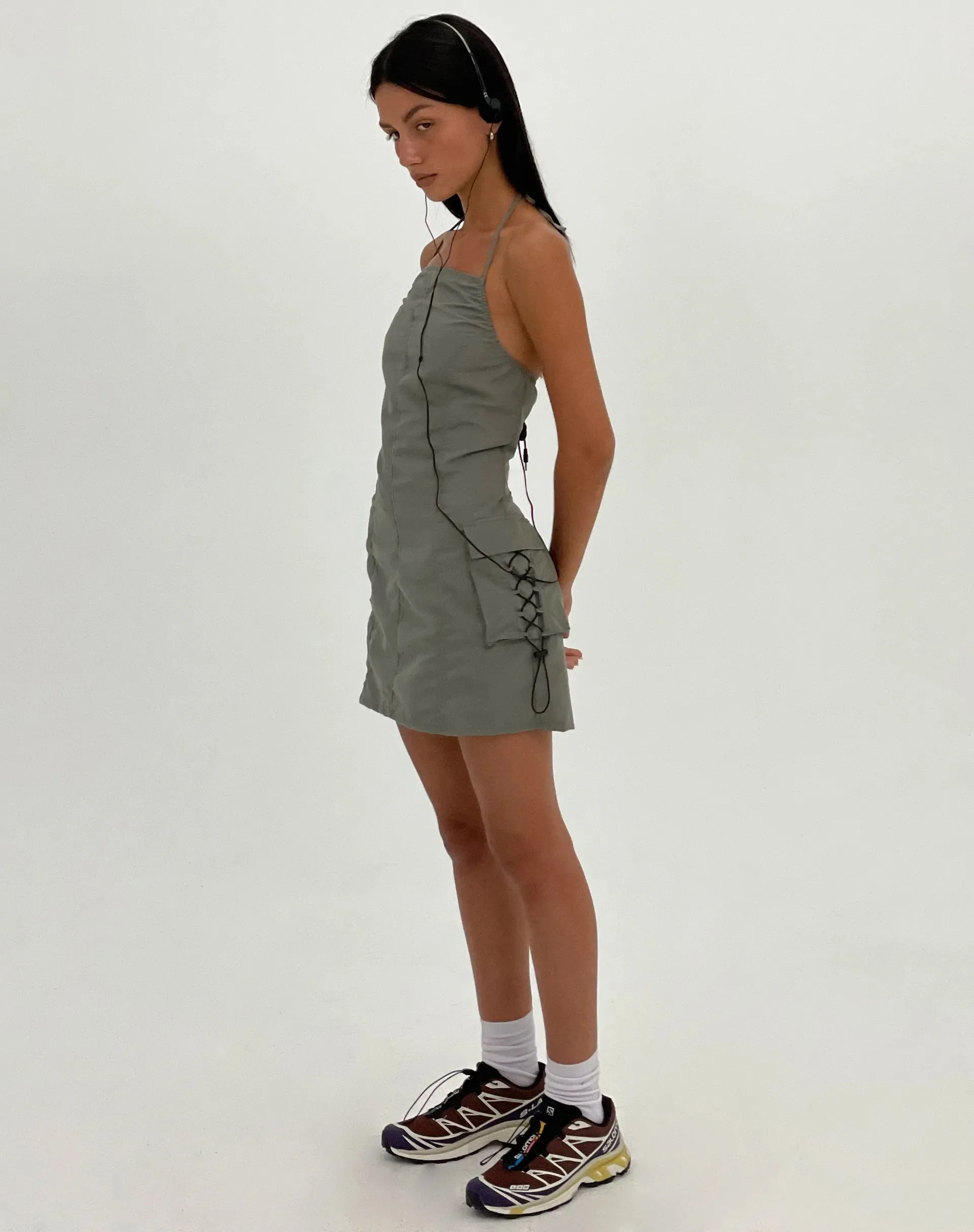 MOTEL X JACQUIE Schmidt Mini Dress in Grey sold by Motel Rocks
