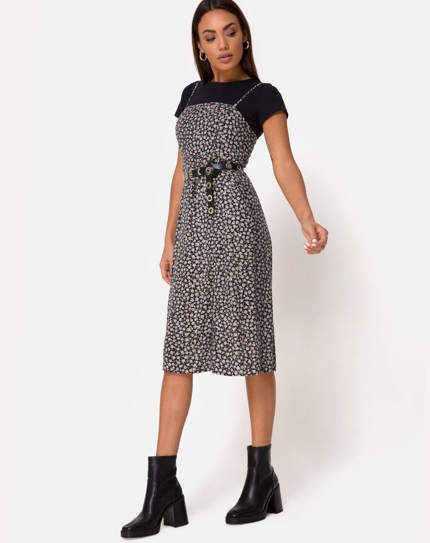 Kaoya Midi Dress in Ditsy Rose Black sold by Motel Rocks product image thumbnail 3