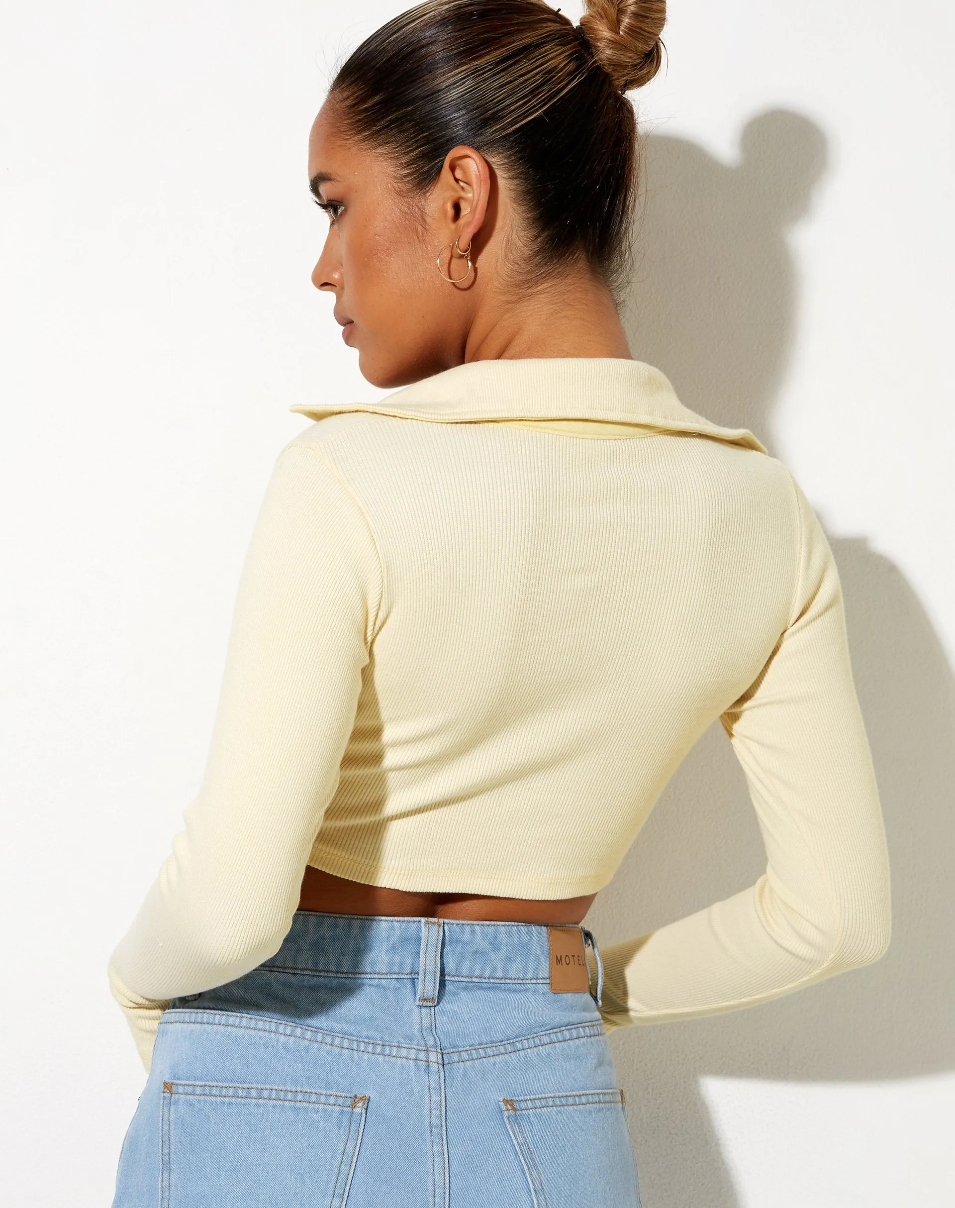 Elody Crop Top in Buttercream Vacay Embro sold by Motel Rocks product image thumbnail 2