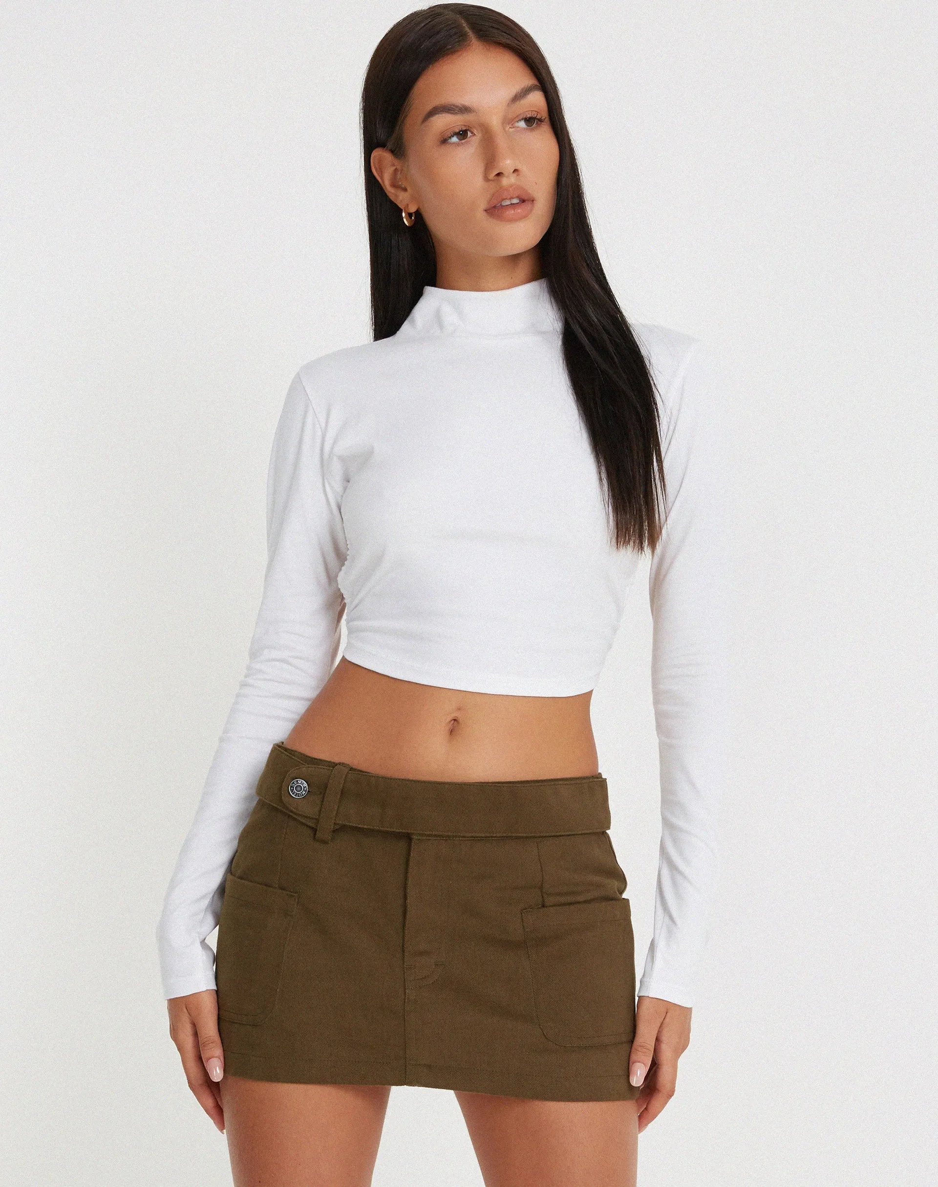 Stina Cargo Mini Skirt in Khaki sold by Motel Rocks product image thumbnail 4