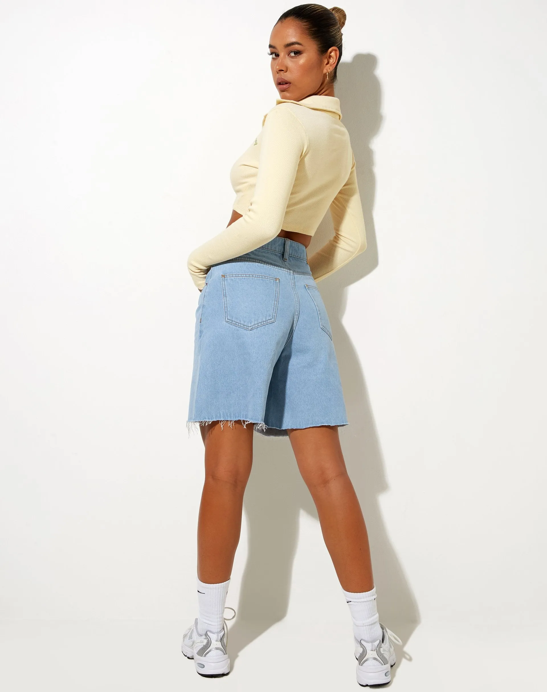 Elody Crop Top in Buttercream Vacay Embro sold by Motel Rocks product image thumbnail 5