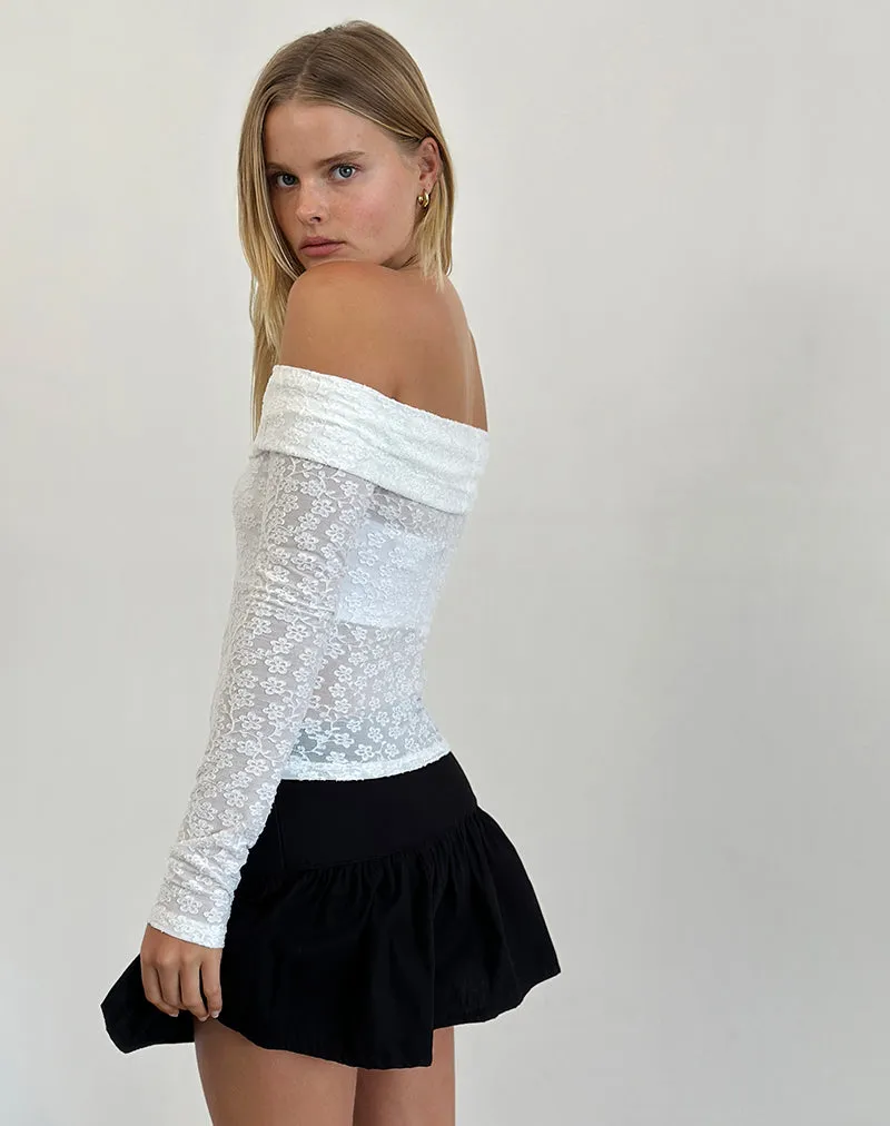 Nesta Bardot Top in Burnout Mesh Ivory sold by Motel Rocks product image thumbnail 3