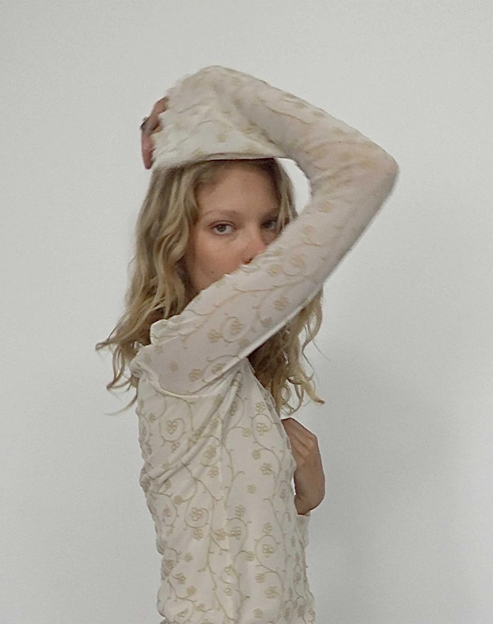 Zest Mesh Long Sleeve Top in Beige with Light Tan Flock sold by Motel Rocks product image thumbnail 5