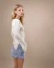 Zest Mesh Long Sleeve Top in Beige with Light Tan Flock sold by Motel Rocks