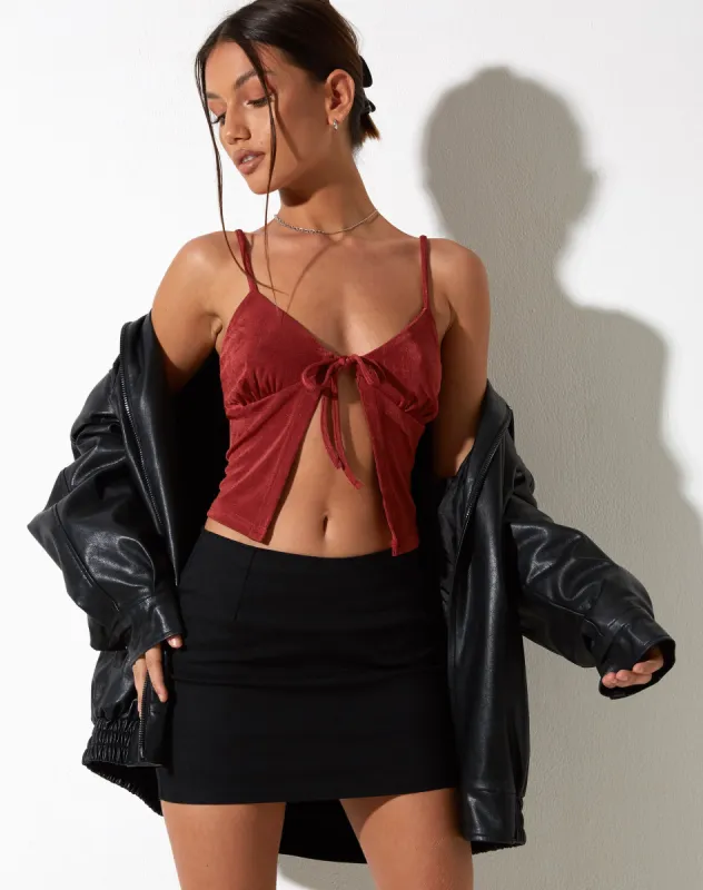 Rumak Cami Top in Crepe Burgundy sold by Motel Rocks