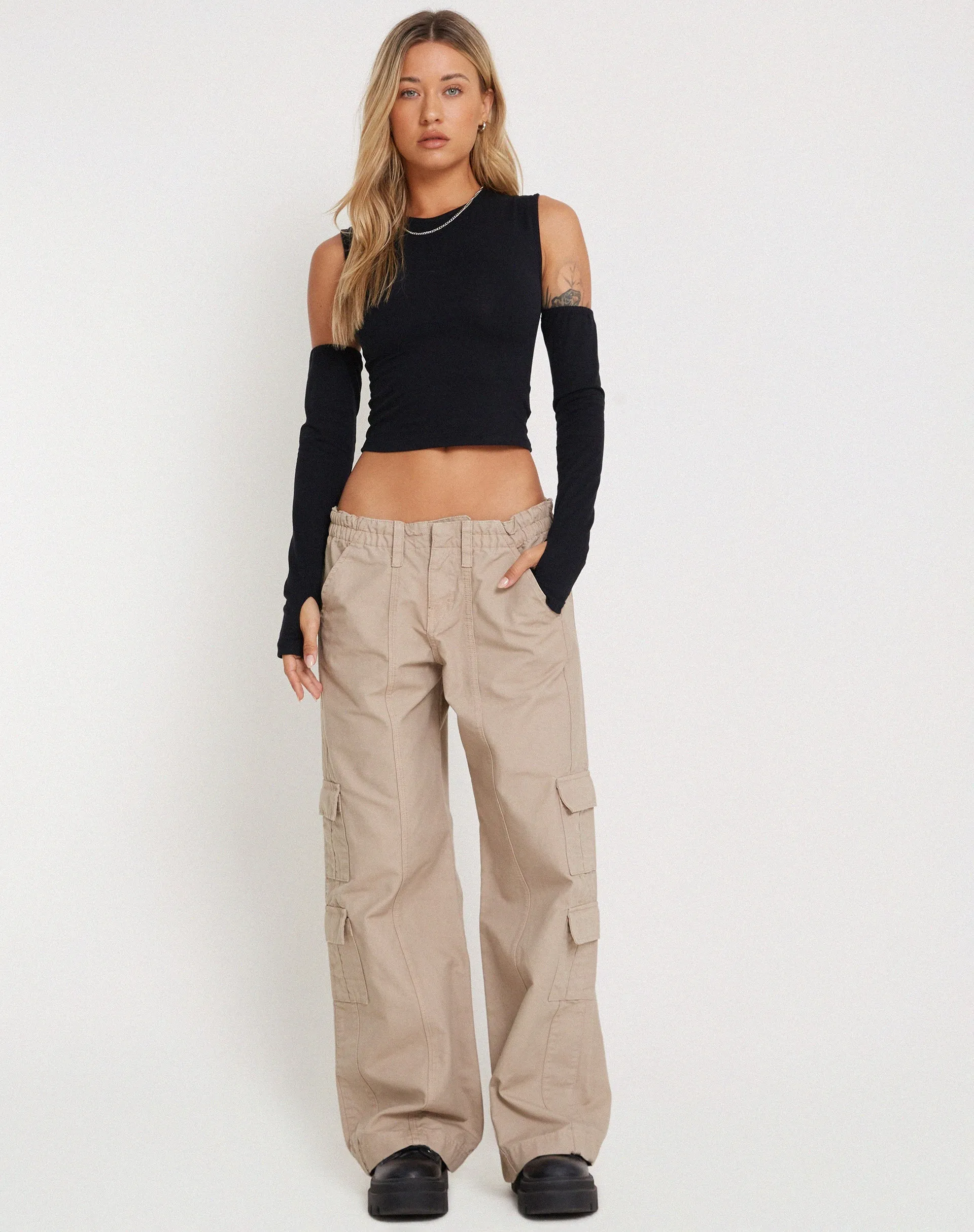 Martha Cropped Vest Top and Sleeve Set in Black sold by Motel Rocks product image thumbnail 5