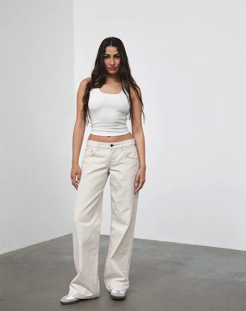 Low Rise Parallel Jeans in Off White sold by Motel Rocks