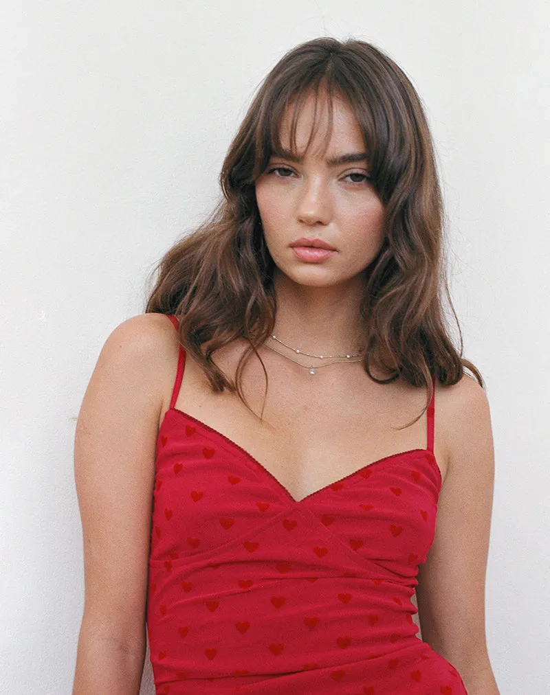 Micaya Mini Dress in Red Heart Flocked Mesh sold by Motel Rocks product image thumbnail 5