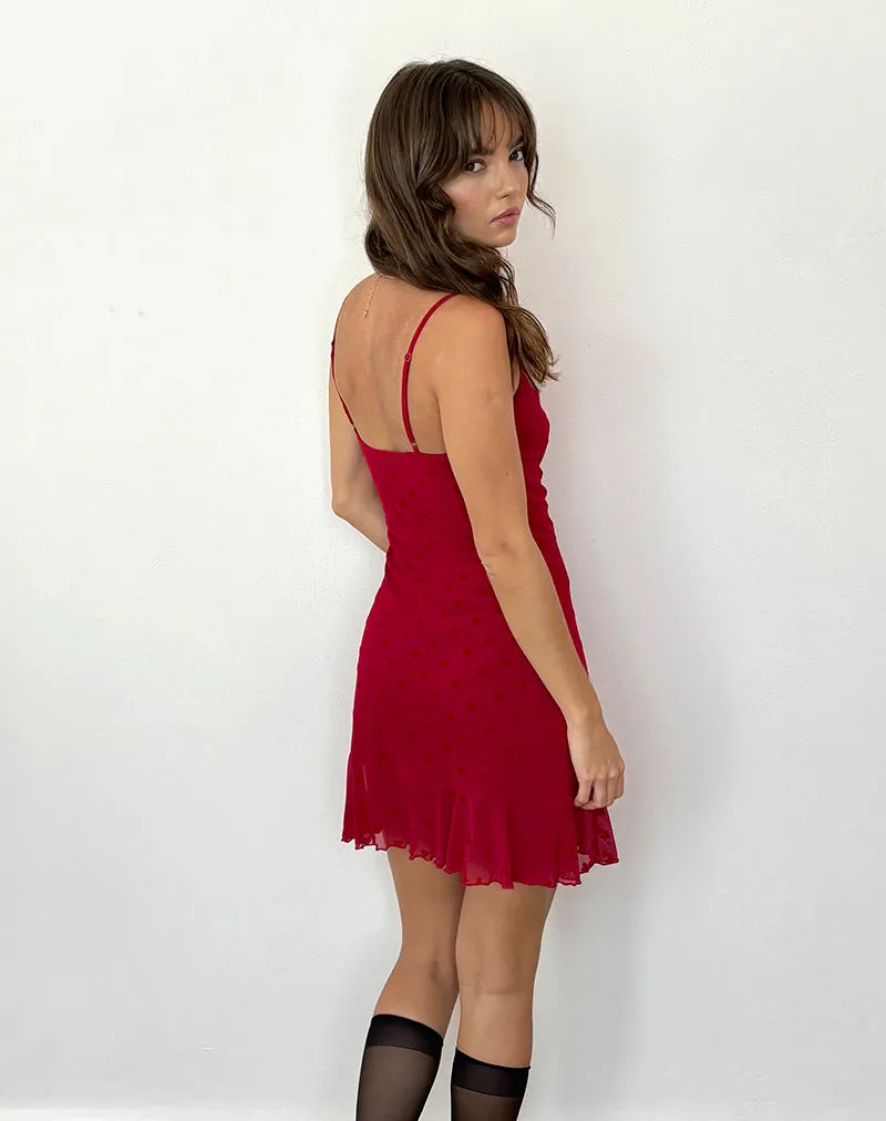 Micaya Mini Dress in Red Heart Flocked Mesh sold by Motel Rocks product image thumbnail 4