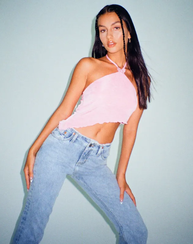 Tarkip Crop Top in Crepe Pink sold by Motel Rocks