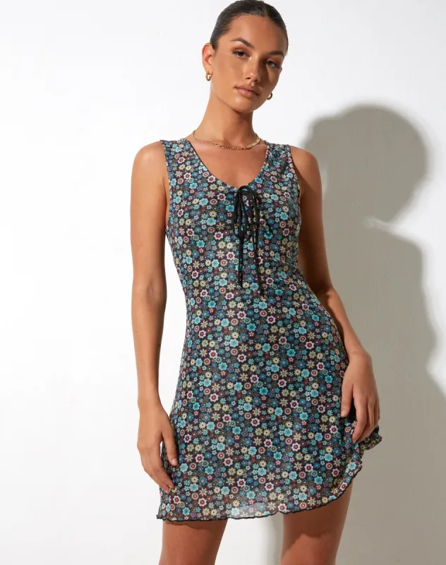 Avalie Mini Dress in Folk Floral sold by Motel Rocks