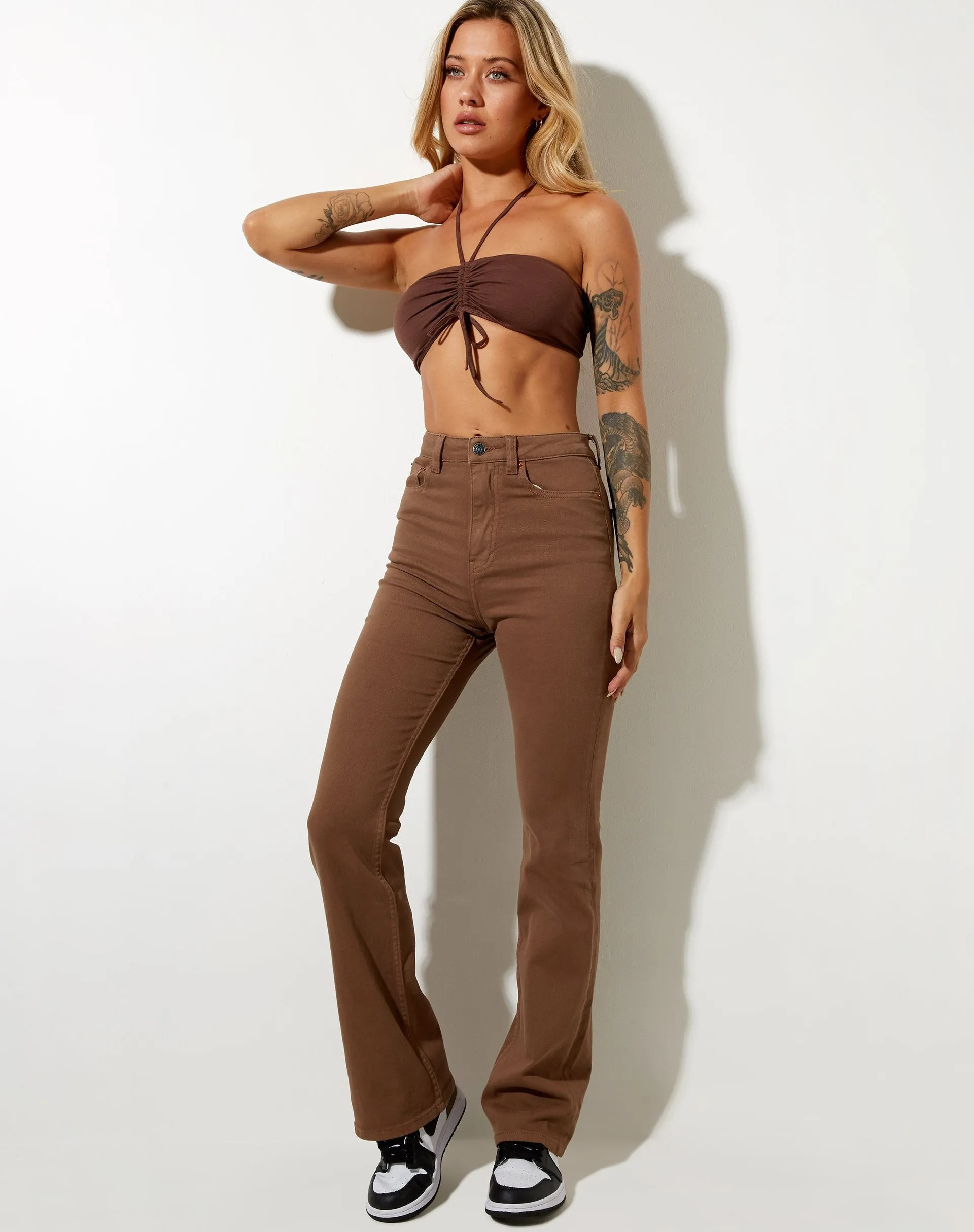 Shuji Crop Top in Lycra Deep Mahogany sold by Motel Rocks product image thumbnail 3