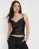 Paiva Cowl Neck Top in Satin Black sold by Motel Rocks