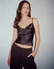 Paiva Cowl Neck Top in Satin Black sold by Motel Rocks