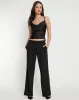 Paiva Cowl Neck Top in Satin Black sold by Motel Rocks