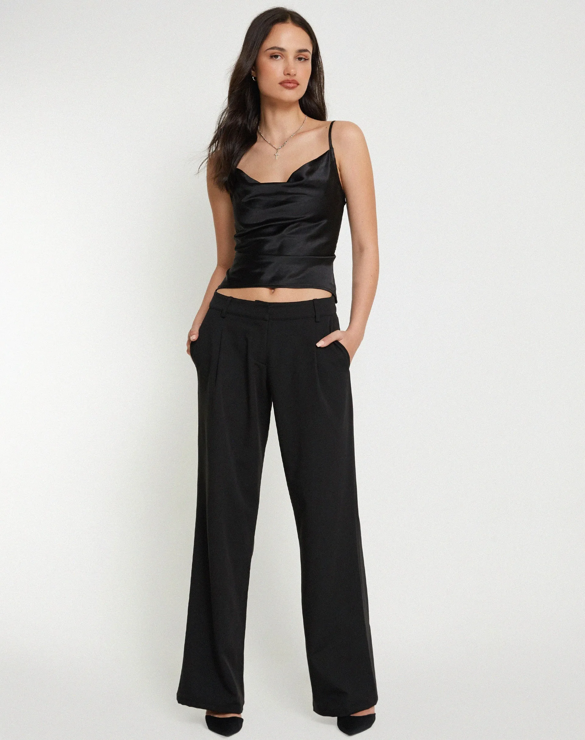 Paiva Cowl Neck Top in Satin Black sold by Motel Rocks product image thumbnail 2