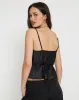 Paiva Cowl Neck Top in Satin Black sold by Motel Rocks