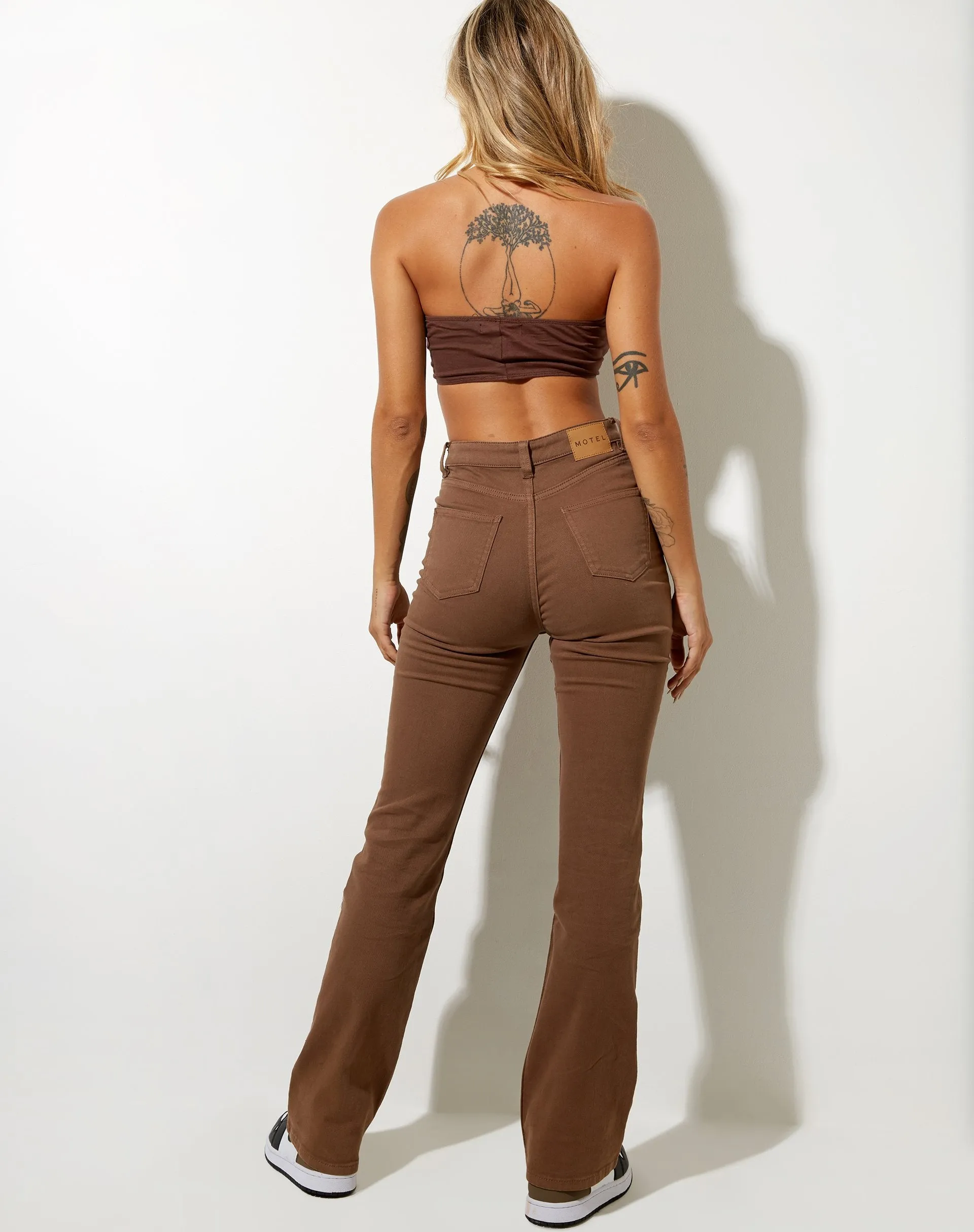 Shuji Crop Top in Lycra Deep Mahogany sold by Motel Rocks product image thumbnail 4