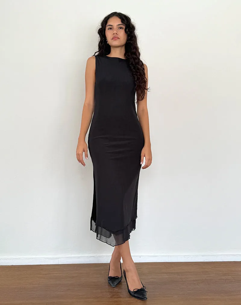 Lyra Backless Midi Dress in Mesh Black sold by Motel Rocks product image thumbnail 3