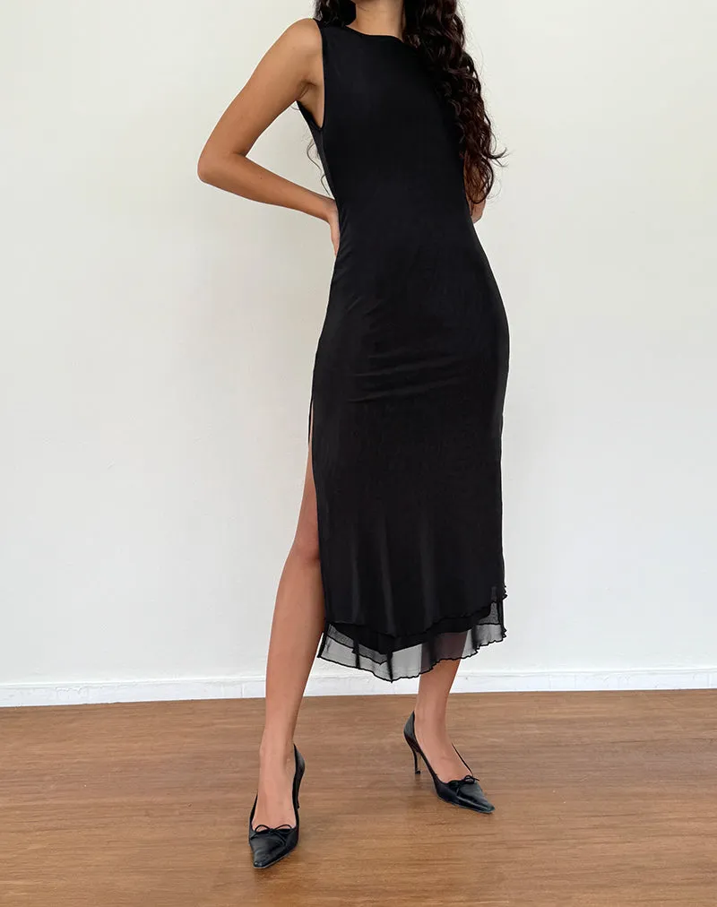 Lyra Backless Midi Dress in Mesh Black sold by Motel Rocks product image thumbnail 4