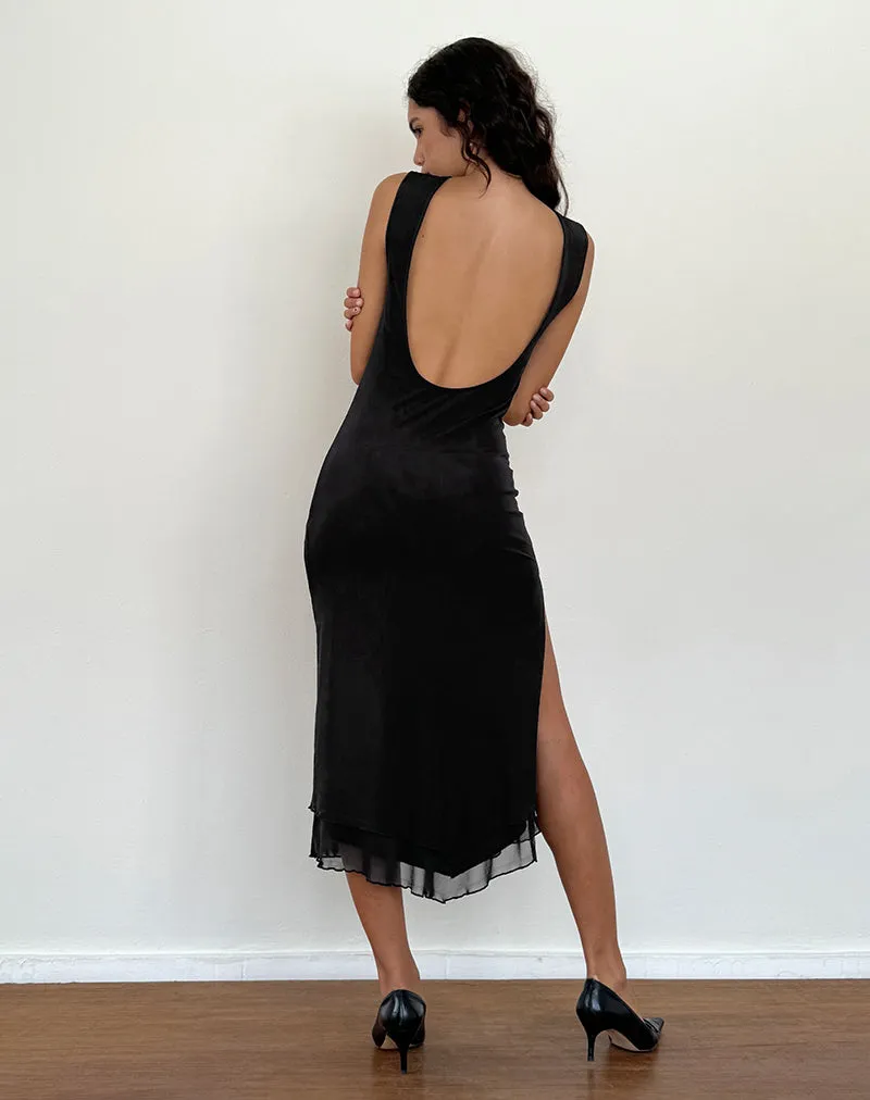 Lyra Backless Midi Dress in Mesh Black sold by Motel Rocks product image thumbnail 2
