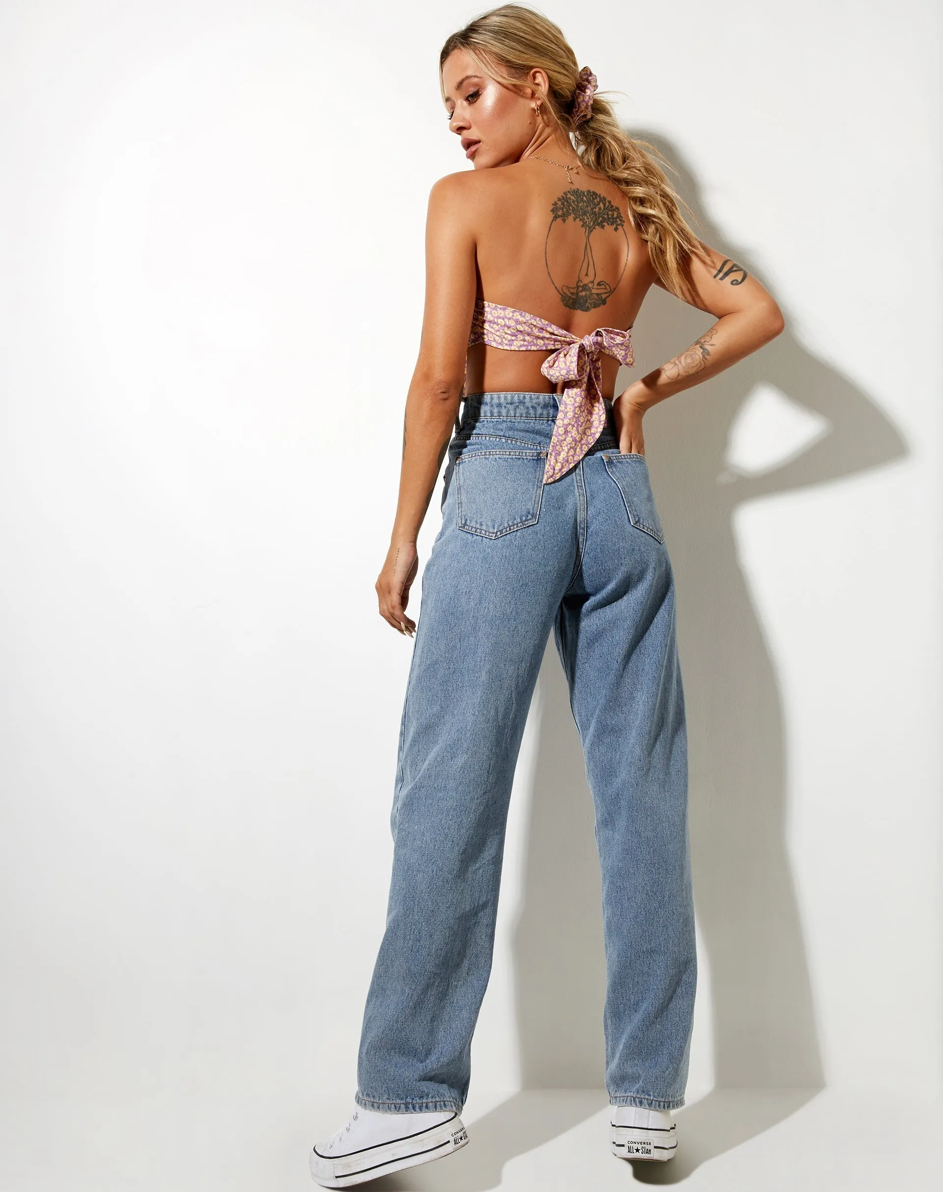 Nolda Crop Top in Flower Fun Lilac Lemon sold by Motel Rocks product image thumbnail 4