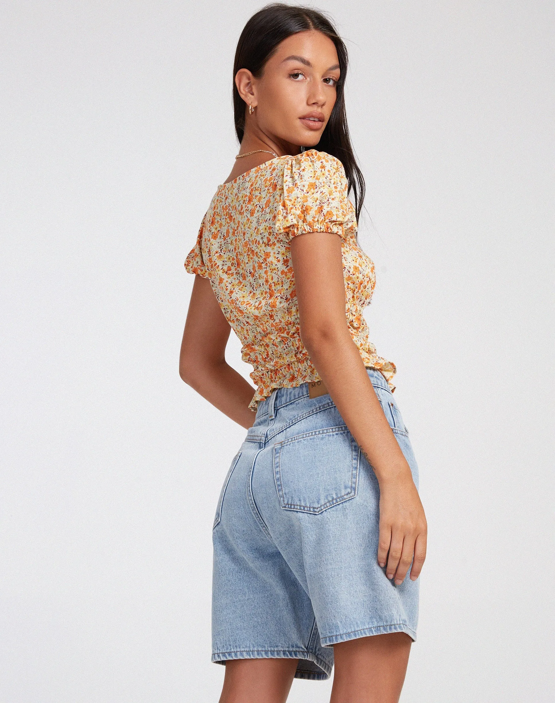 Galo Top in Ditsy Tangerine sold by Motel Rocks product image thumbnail 3