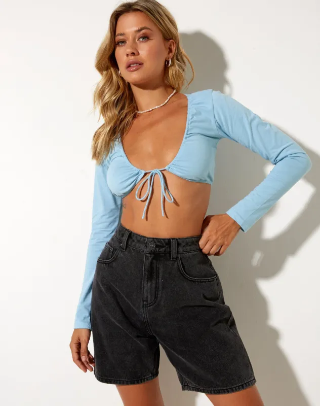 Moonie Crop Top in Nantucket Blue sold by Motel Rocks