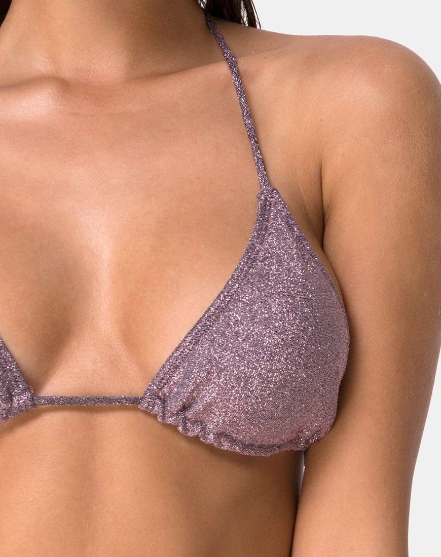 Mone Bikini Top in Gunmetal Glitter sold by Motel Rocks product image thumbnail 5