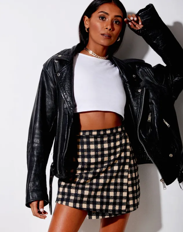 Wrap Mini Skirt in 90's Grunge Check sold by Motel Rocks