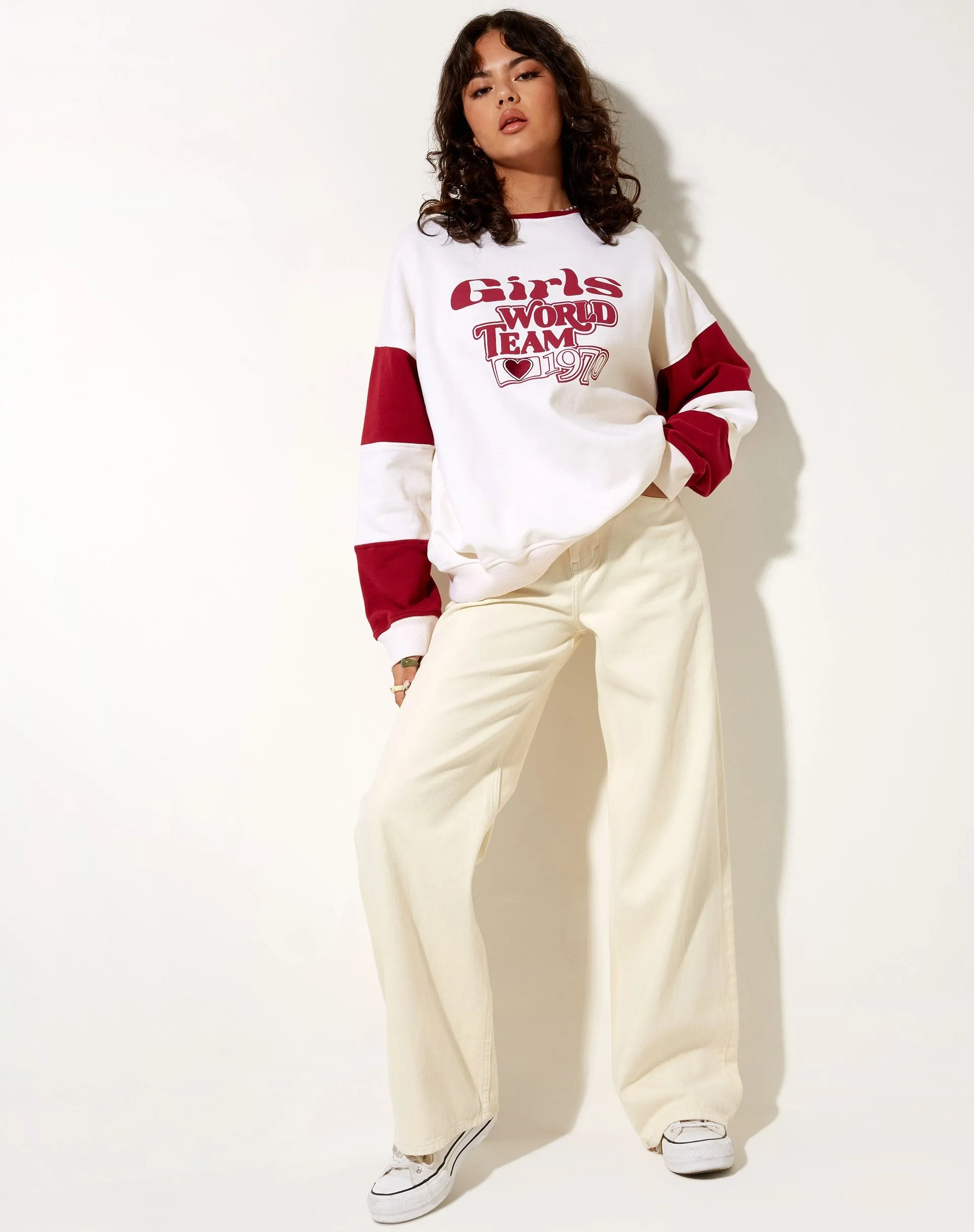 Tetty Sweatshirt in Ivory Red Adrenaline Girls World Team sold by Motel Rocks product image thumbnail 3