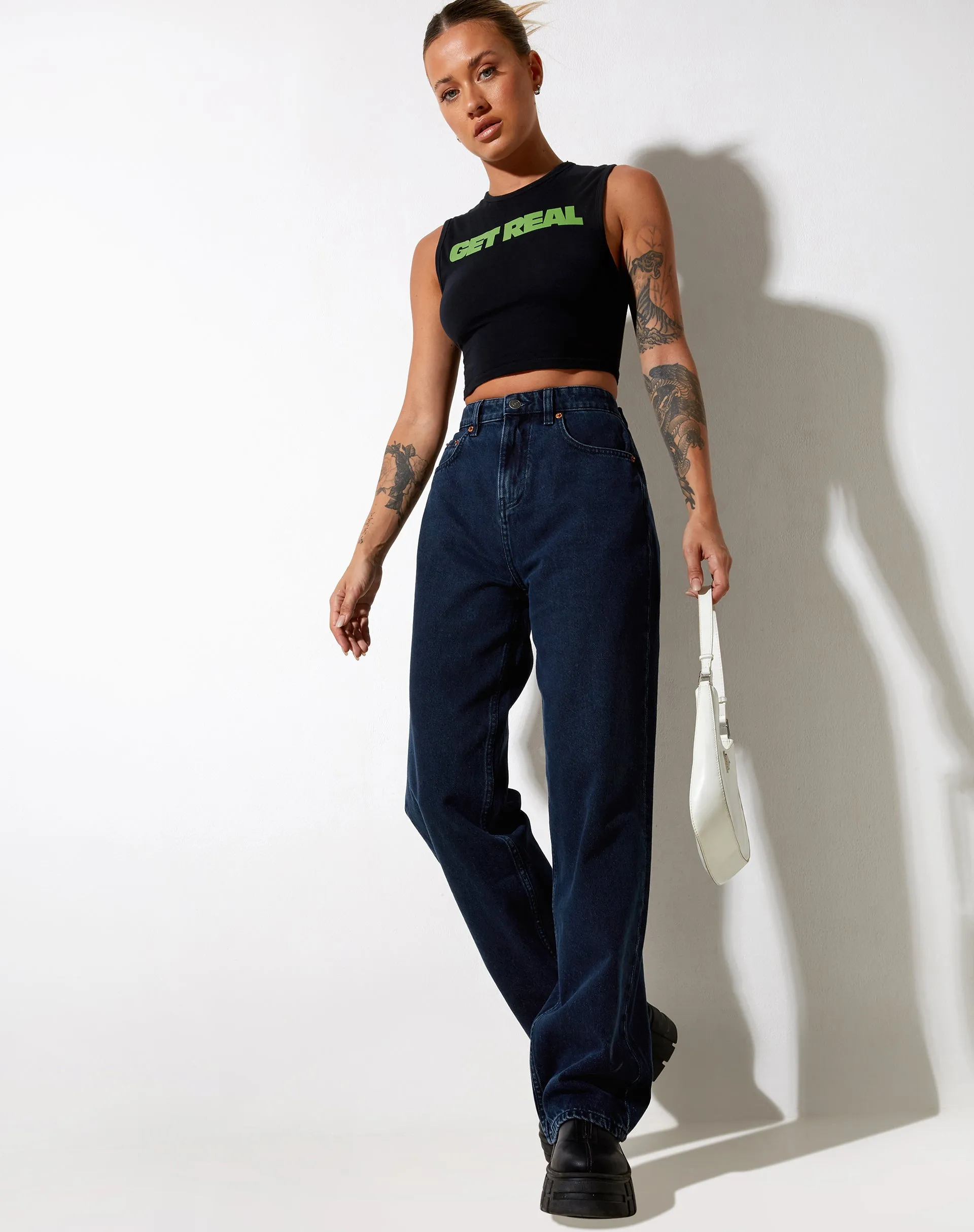 Gimon Crop Top in Black Get Real sold by Motel Rocks product image thumbnail 4